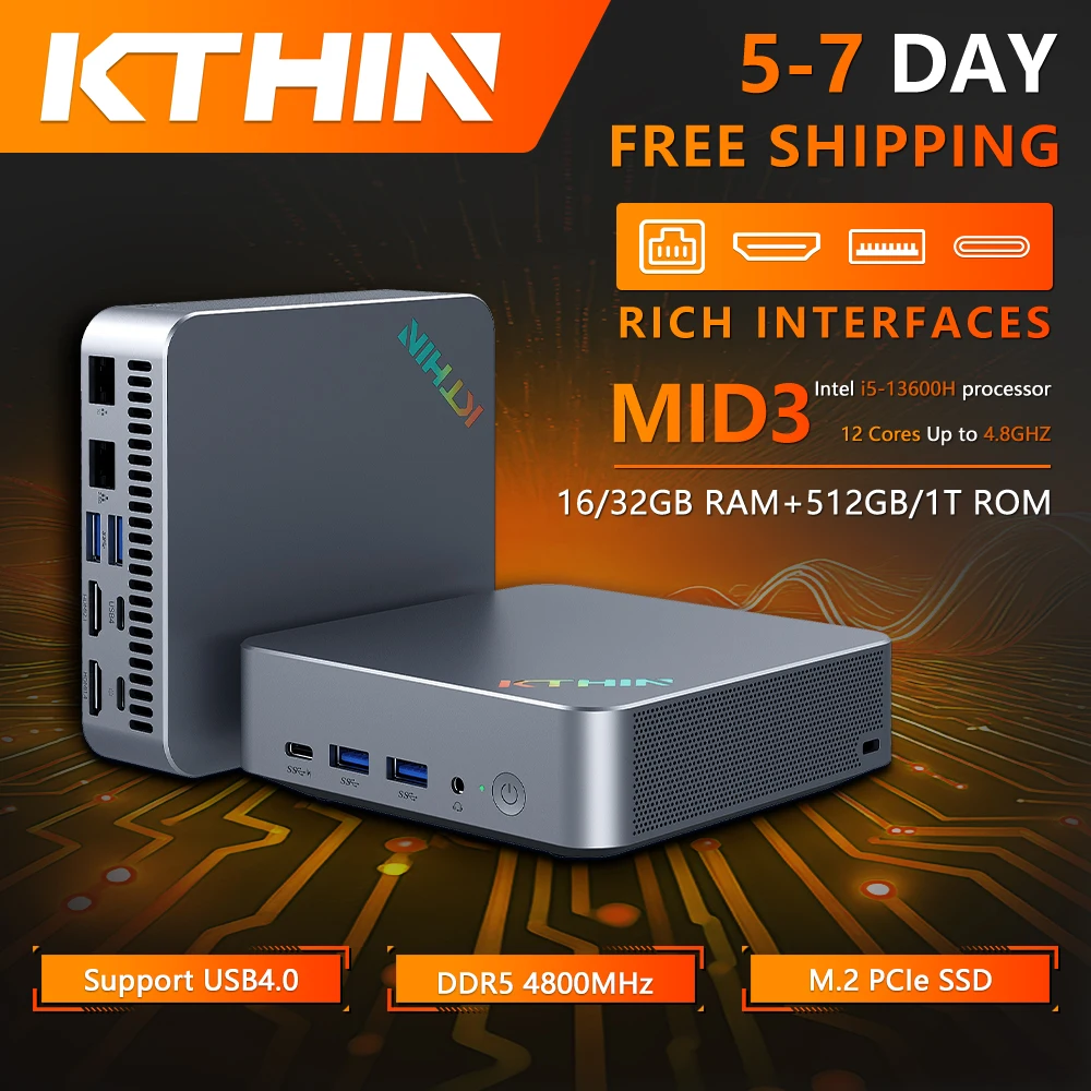 Мини-ПК KTHIN MID3 i5 13600H с Wi-Fi 6, Bluetooth 5.2, DDR5, 16 ГБ ОЗУ, 512 ГБ ПЗУ, 2.5G LAN, USB4.0, мини-компьютер для настольного использования
Мини-ПК KTHIN MID3 i5 13600H с Wi-Fi 6, Bluetooth 5.2, DDR5, 16 ГБ ОЗУ, 512 ГБ ПЗУ, 2.5G LAN, USB4.0, мини-компьютер для настольного использования