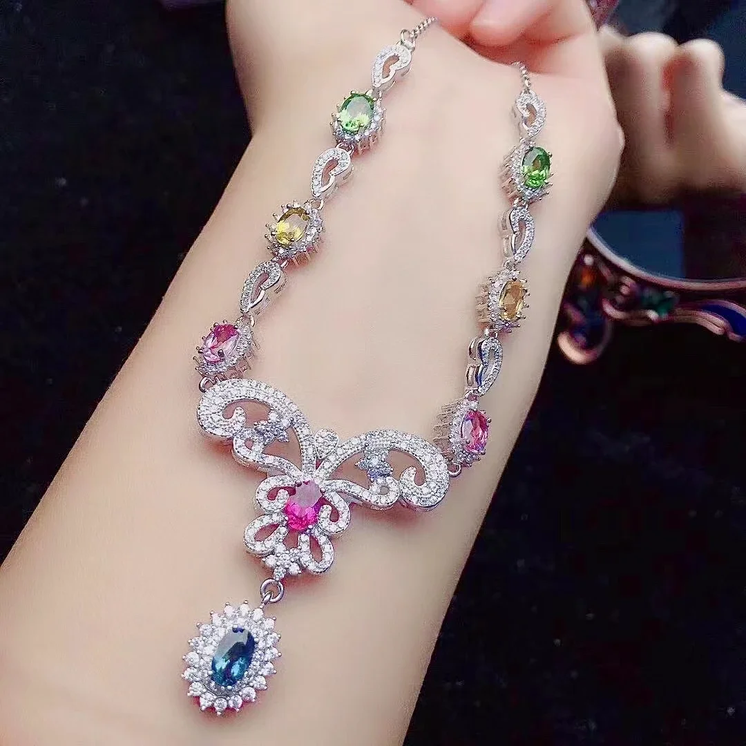 Luxury Tourmaline Necklace for Wedding 8 Pieces Natural Tourmaline Necklace for Party 925 Silver 4mm*6mm Wedding Jewelry
Luxury Tourmaline Necklace for Wedding 8 Pieces Natural Tourmaline Necklace for Party 925 Silver 4mm*6mm Wedding Jewelry