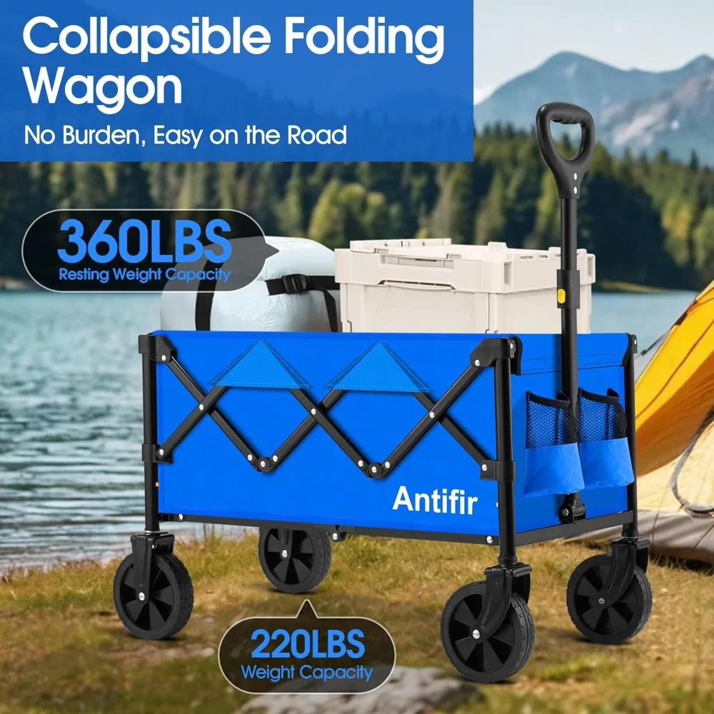 Collapsible Foldable Wagon with Wheels 360 LBS,Heavy Duty Folding Utility Cart for Groceries,Shopping,Garden,Camping
Collapsible Foldable Wagon with Wheels 360 LBS,Heavy Duty Folding Utility Cart for Groceries,Shopping,Garden,Camping