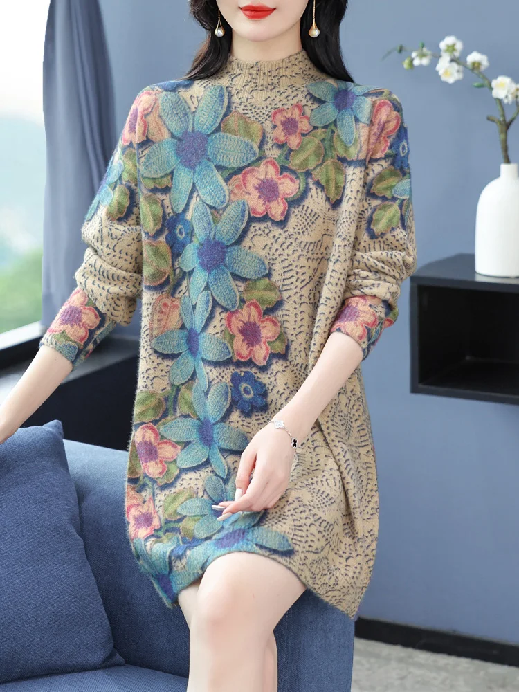 Print Turtleneck Sweaters Dress Autumn Winter Casual Pullovers Knitwear Jumper Pull Elasticity Thick Warm Long Sweater Women
Print Turtleneck Sweaters Dress Autumn Winter Casual Pullovers Knitwear Jumper Pull Elasticity Thick Warm Long Sweater Women