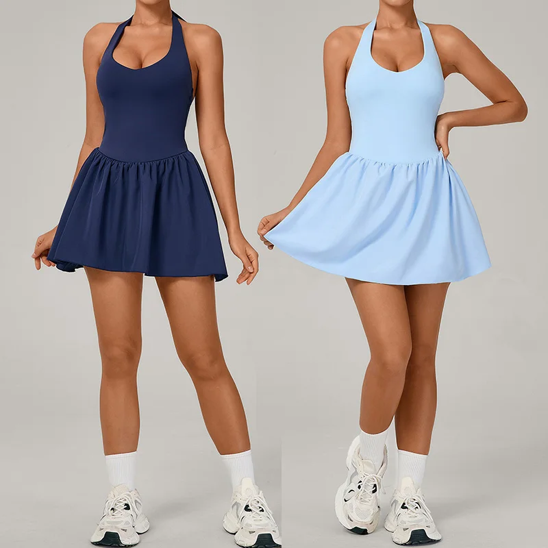 Tennis Mini Dress Women Golf Gym Yoga Sexy Halter Dresses Backless Running Workout Skirts Sports A Line Skorts with Short
Tennis Mini Dress Women Golf Gym Yoga Sexy Halter Dresses Backless Running Workout Skirts Sports A Line Skorts with Short