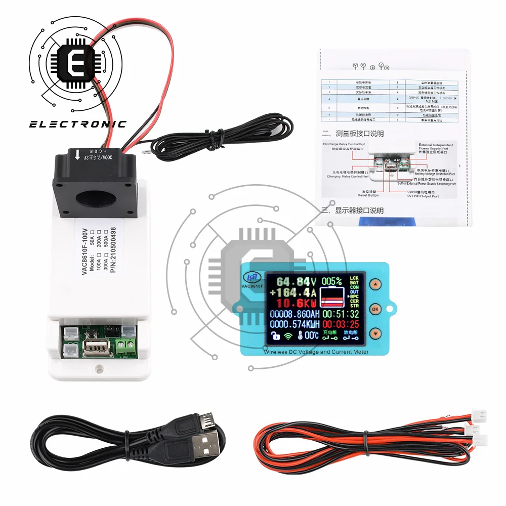 DC 100V 500V 100A 200A 500A Wireless Voltage Meter Voltmeter Ammeter Solar Battery Charging Coulometer Capacity Power Detector
DC 100V 500V 100A 200A 500A Wireless Voltage Meter Voltmeter Ammeter Solar Battery Charging Coulometer Capacity Power Detector