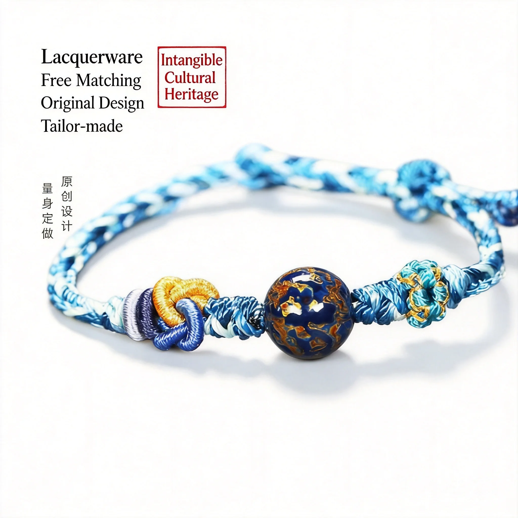 Chinese Style Lucky Blessing Bracelet Handmade Braided Rope With Traditional Blue Lacquer Bead Red Sandalwood Bring Good Fortune
Chinese Style Lucky Blessing Bracelet Handmade Braided Rope With Traditional Blue Lacquer Bead Red Sandalwood Bring Good Fortune
