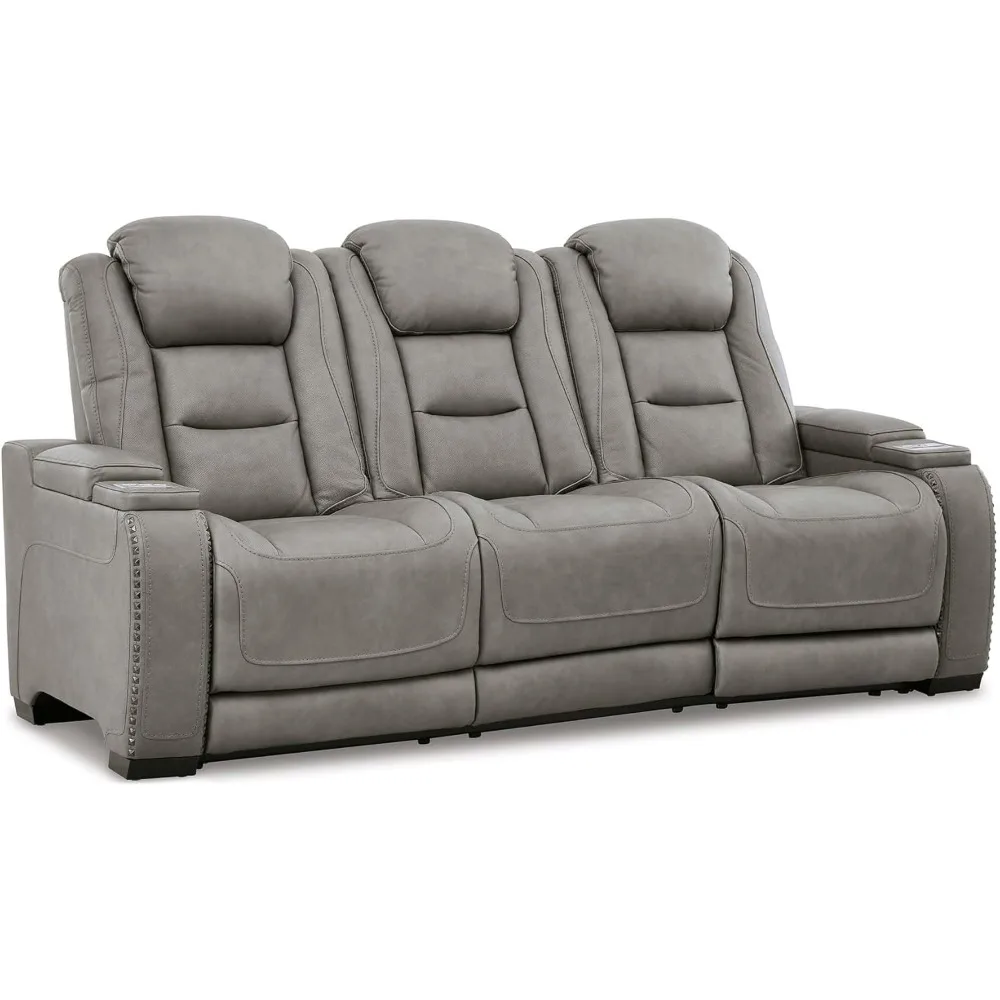 Leather Power Reclining Sofa With Adjustable Headrests & Wireless Charging, Gray
Leather Power Reclining Sofa With Adjustable Headrests & Wireless Charging, Gray