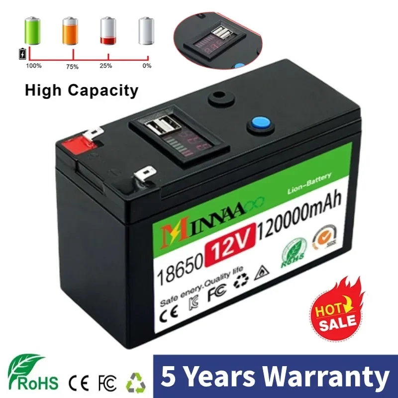 12V 120000mAh Portable Rechargeable Battery Built-in 5V 2.1A USB Power Display Charging Port with +12.6V Charger
12V 120000mAh Portable Rechargeable Battery Built-in 5V 2.1A USB Power Display Charging Port with +12.6V Charger