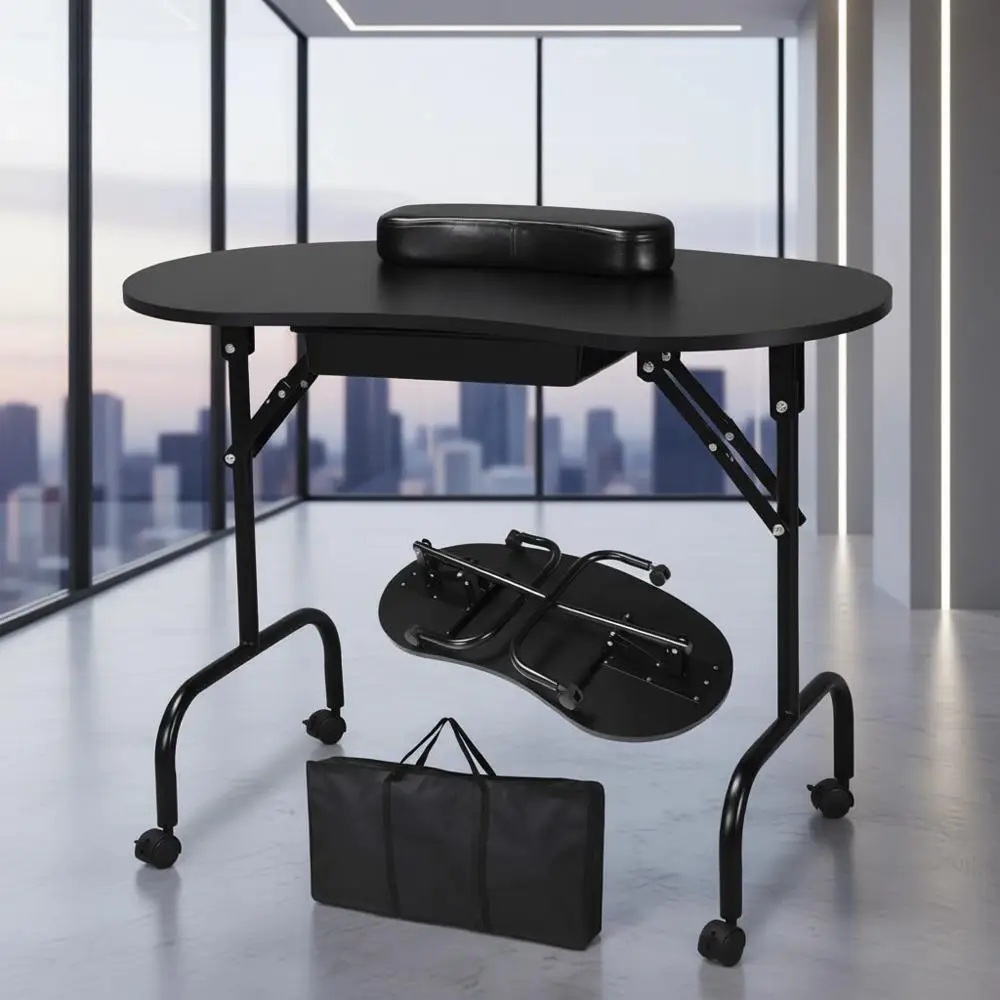 Portable Folding Manicure Table with Adjustable Wrist Rest, Wheels, and Carry Case - Black
Portable Folding Manicure Table with Adjustable Wrist Rest, Wheels, and Carry Case - Black