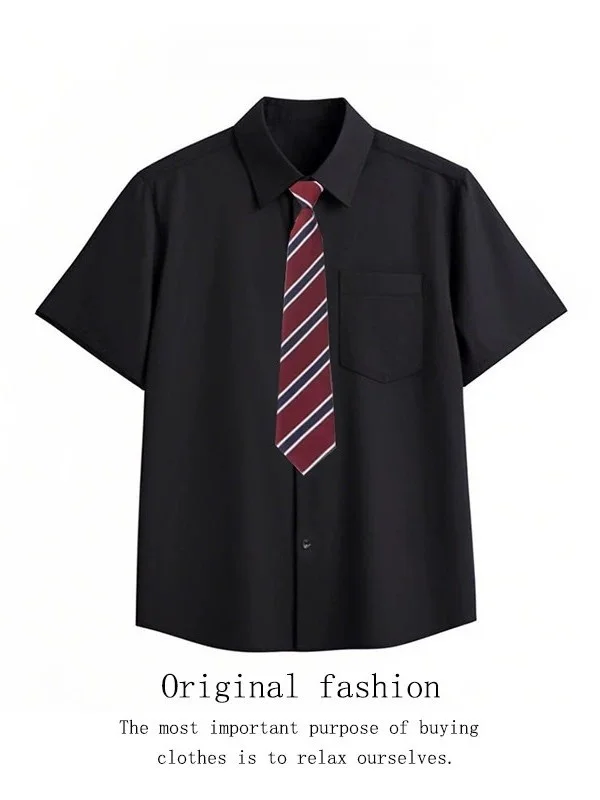 Black Basic Short Sleeve Shirt Summer Inner Wear for Interview Graduation Photos College Style Anti-Wrinkle Top Women's Fashion
Black Basic Short Sleeve Shirt Summer Inner Wear for Interview Graduation Photos College Style Anti-Wrinkle Top Women's Fashion