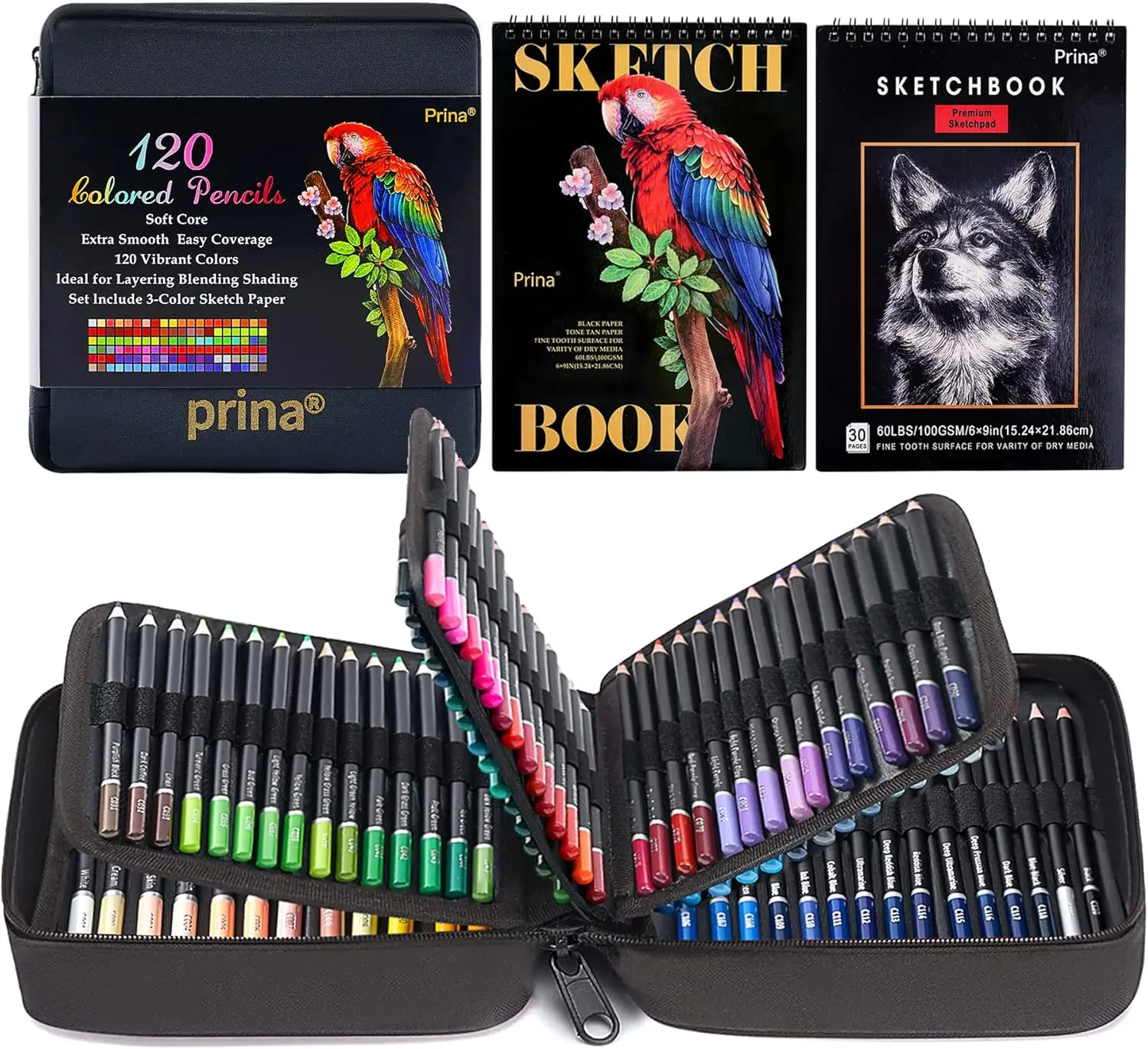 120-Color Professional Oil-Based Colored Pencils Set with Sketchbook for Drawing, Blending, and Shading
120-Color Professional Oil-Based Colored Pencils Set with Sketchbook for Drawing, Blending, and Shading