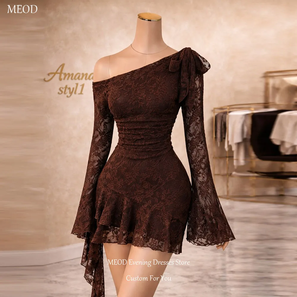 MEOD Brown Ruffles Mini Lace Prom Dress Long Sleeve Mermaid Birthday Dresses Vintage Backless Short Graduation Gown Customized
MEOD Brown Ruffles Mini Lace Prom Dress Long Sleeve Mermaid Birthday Dresses Vintage Backless Short Graduation Gown Customized