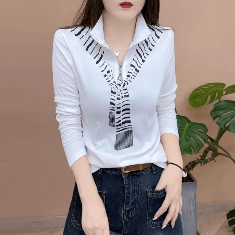 New Street Casual Patchwork Zipper T Shirts Spring Autumn Long Sleeve Polo Neck Loose Vintage Tops Trend Fashion Women Clothing
New Street Casual Patchwork Zipper T Shirts Spring Autumn Long Sleeve Polo Neck Loose Vintage Tops Trend Fashion Women Clothing