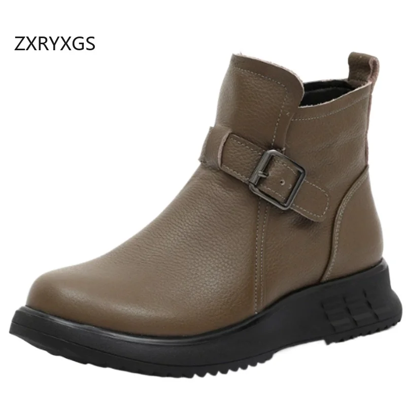 ZXRYXGS Premium Genuine Leather Autumn Winter Boots Flat Thick Sole Women Boots Elegant Comfortable Large Size Boots New 2025
ZXRYXGS Premium Genuine Leather Autumn Winter Boots Flat Thick Sole Women Boots Elegant Comfortable Large Size Boots New 2025