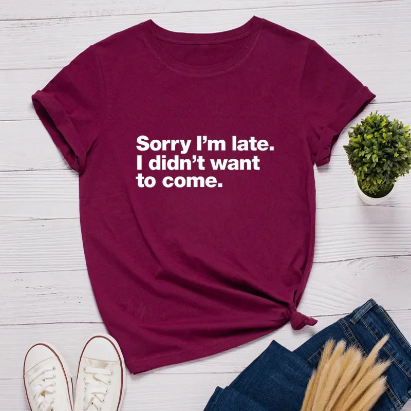 Sorry I'm Late Letter Print Women T Shirt Short Sleeve O Neck Loose Women Tshirt Ladies Tee Shirt Tops Clothes Camisetas Mujer
Sorry I'm Late Letter Print Women T Shirt Short Sleeve O Neck Loose Women Tshirt Ladies Tee Shirt Tops Clothes Camisetas Mujer