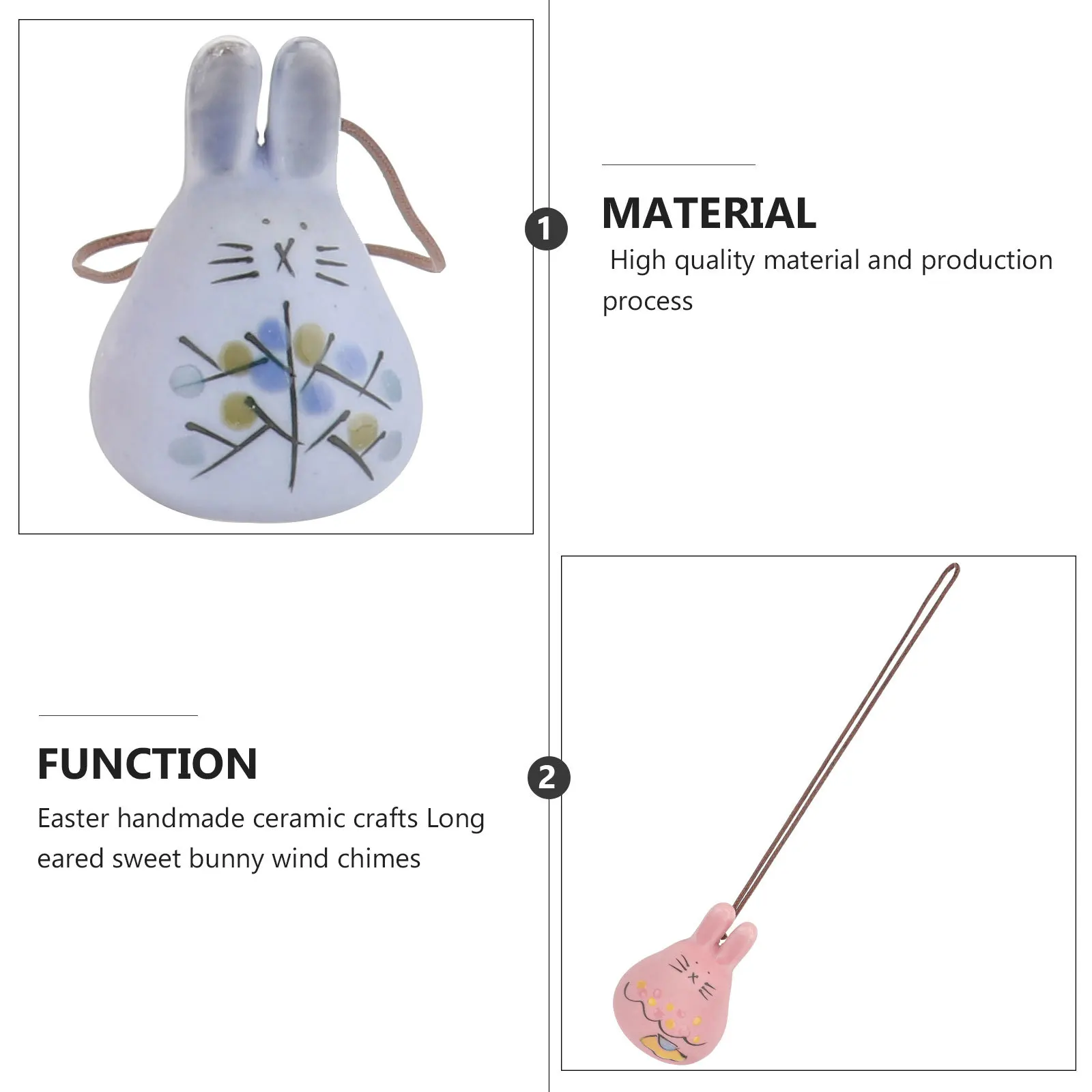 5Pcs Ceramic Rabbit Easter Wind Chime Handmade Home Decor Hanging Bell Ornament Party Pendant Garden Decor Easter Wind Chime 
5Pcs Ceramic Rabbit Easter Wind Chime Handmade Home Decor Hanging Bell Ornament Party Pendant Garden Decor Easter Wind Chime