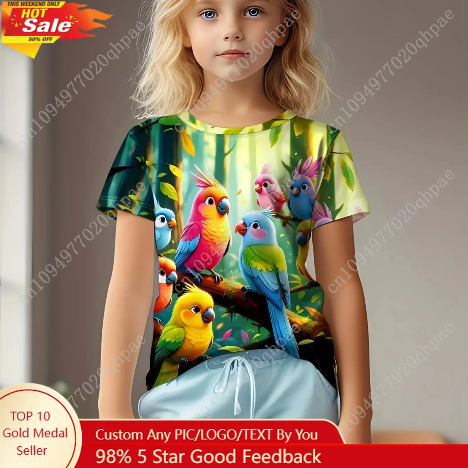 Children's Clothing Girl T-Shirts Short Sleeve Children's T-Shirts Cartoon Bird Print Creative O-Neck Tops Kids Summer Clothes
Children's Clothing Girl T-Shirts Short Sleeve Children's T-Shirts Cartoon Bird Print Creative O-Neck Tops Kids Summer Clothes