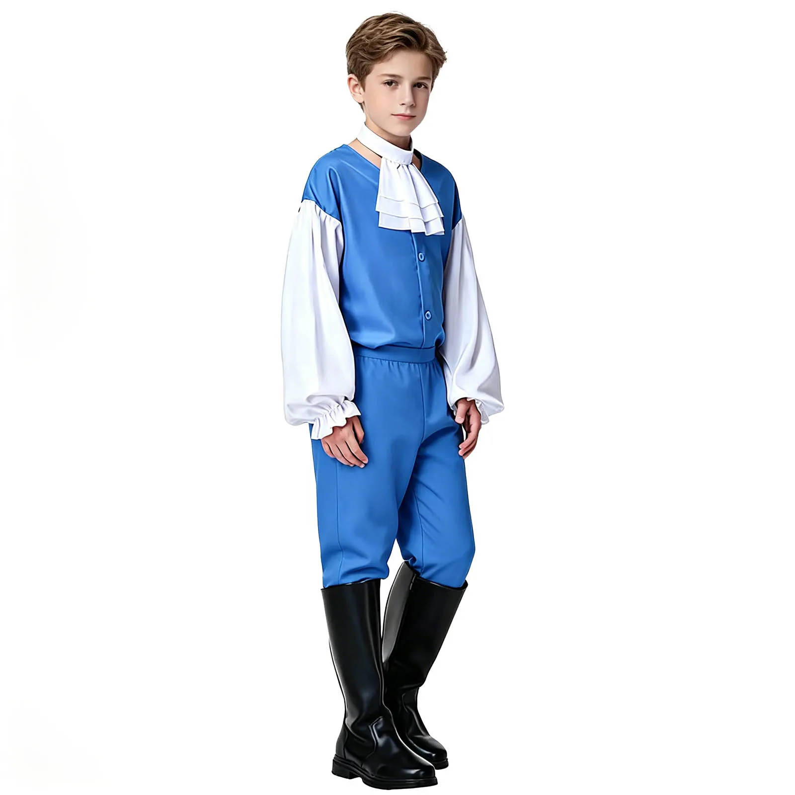 Kids Court Style Noble Prince Outfit Lantern Sleeve Top Faux Collar Ruffle Pants for Medieval Halloween Role Play
Kids Court Style Noble Prince Outfit Lantern Sleeve Top Faux Collar Ruffle Pants for Medieval Halloween Role Play