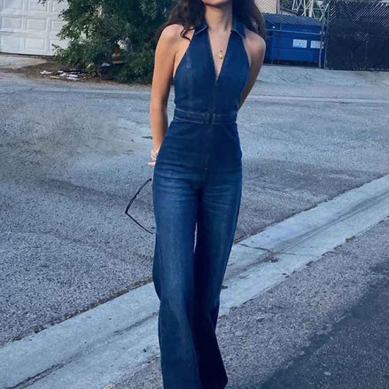 Summer Women's V Neck Zipper Sleeveless Sexy Slim Fit Fashionable Retro Street Hottie High Waisted Denim Straight Cut Jumpsuit
Summer Women's V Neck Zipper Sleeveless Sexy Slim Fit Fashionable Retro Street Hottie High Waisted Denim Straight Cut Jumpsuit