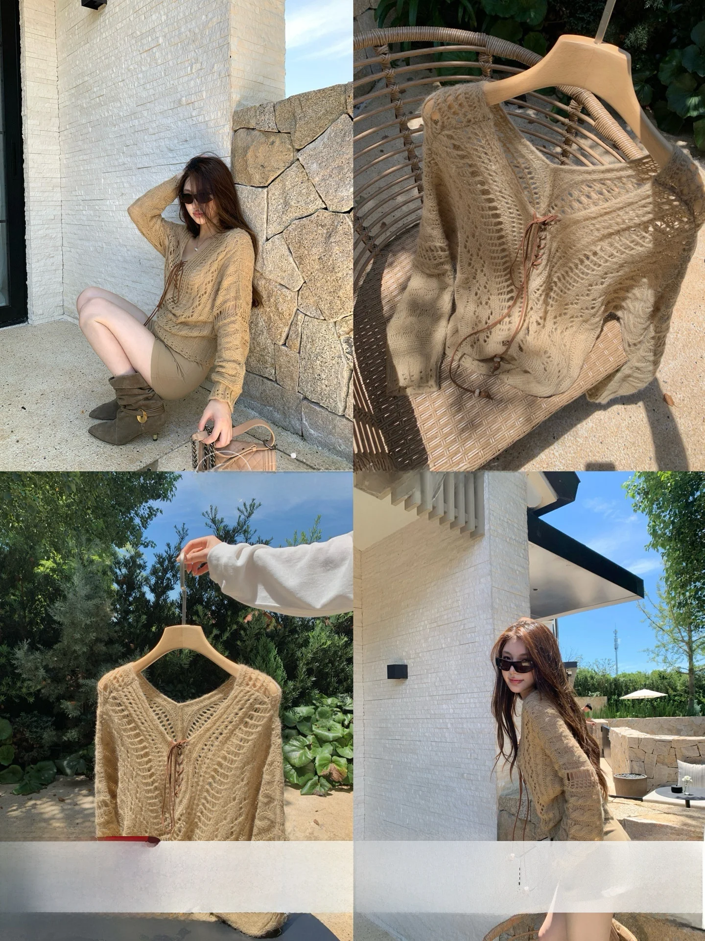 Loose Knitted V-Ne Sweater Women's Spring New Sle Qiu Rou Yao Modern Hollow out Design Belted Top Commute Sle Long Sve
Loose Knitted V-Ne Sweater Women's Spring New Sle Qiu Rou Yao Modern Hollow out Design Belted Top Commute Sle Long Sve