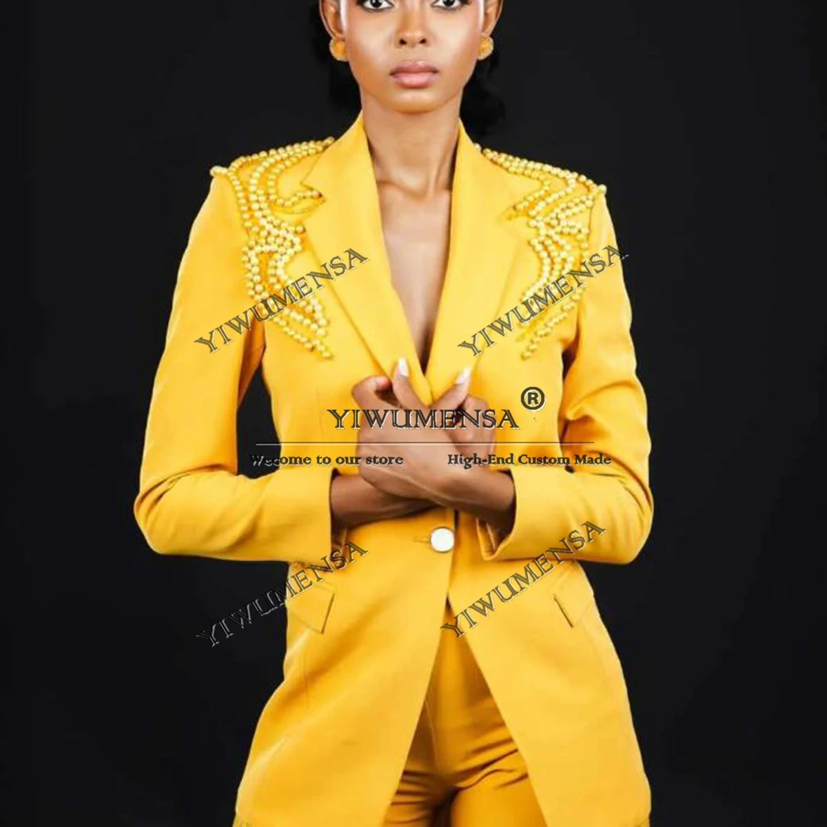 Luxury Golden Pearls Suits Women For Wedding Customized 2 Pieces Sets Mother Of Bride Dresses Prom Party Ladies Party Tuxedos
Luxury Golden Pearls Suits Women For Wedding Customized 2 Pieces Sets Mother Of Bride Dresses Prom Party Ladies Party Tuxedos
