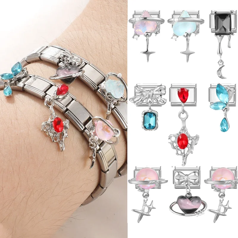 Wholeasle Shiny Zircon Red Blue Gems Heart Pendant Italian Charm Links Fit 9mm Stainless Steel Bracelet Women Jewelry DIY Making
Wholeasle Shiny Zircon Red Blue Gems Heart Pendant Italian Charm Links Fit 9mm Stainless Steel Bracelet Women Jewelry DIY Making