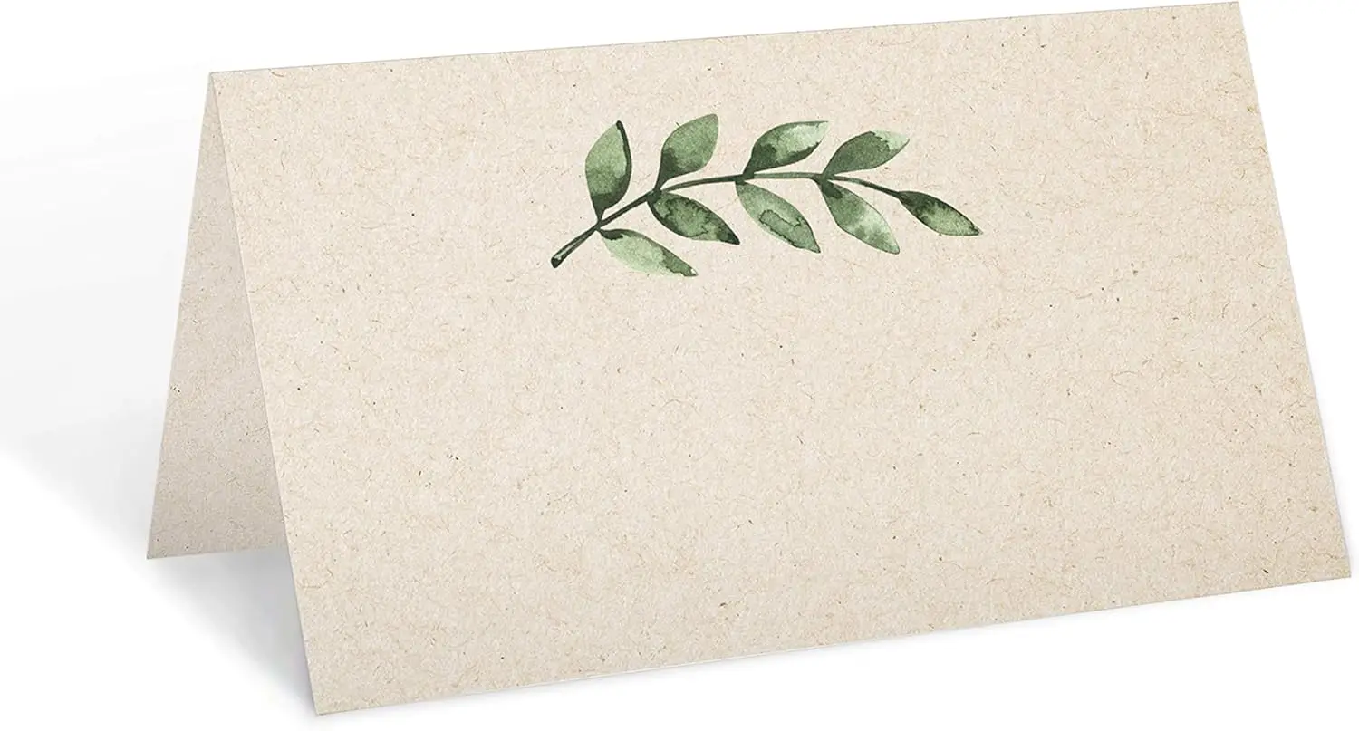 Rustic Green Leaf Place Cards, Set of 24, Blank Tent Cards for Wedding Dinner Party Seating
Rustic Green Leaf Place Cards, Set of 24, Blank Tent Cards for Wedding Dinner Party Seating