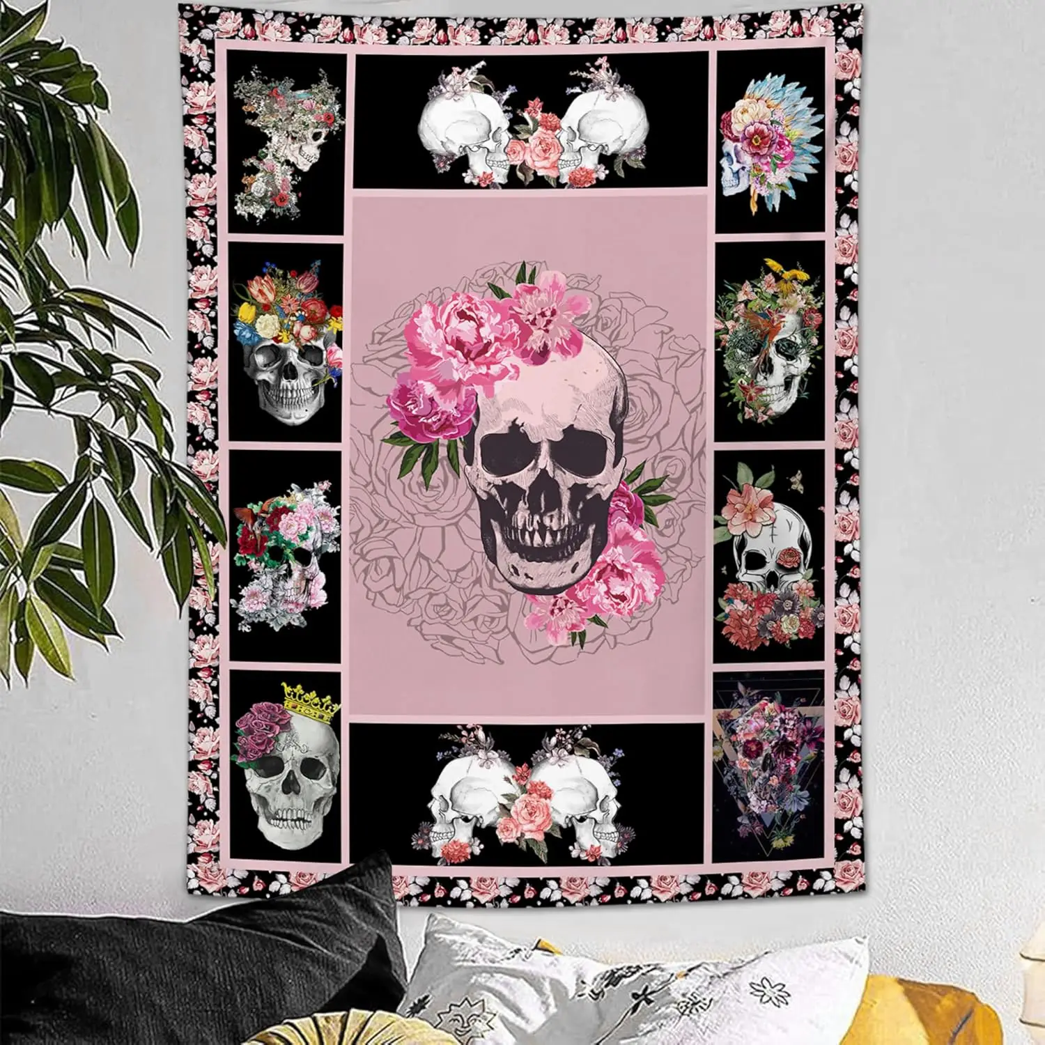 Sugar Skull Tapestry Horror Skeleton Tapestry Wall Hanging for Bedroom Rose Skull Tapestries Aesthetic Wall Decor for Home Dorm
Sugar Skull Tapestry Horror Skeleton Tapestry Wall Hanging for Bedroom Rose Skull Tapestries Aesthetic Wall Decor for Home Dorm