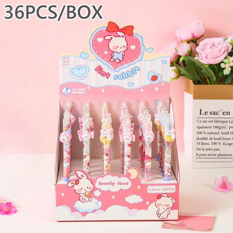 36pcs/Box Cute Rabbit Patch Gel Pen Cartoon 0.5mm Blue Ink Erasable Gel Pen Students School Writing Office Stationery Supplies
36pcs/Box Cute Rabbit Patch Gel Pen Cartoon 0.5mm Blue Ink Erasable Gel Pen Students School Writing Office Stationery Supplies
