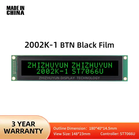 Schermo grande 2002K-1 schermo LCD a caratteri BTN pellicola nera testo verde 51 microcontrollore STM32 con retroilluminazione a LED integrata