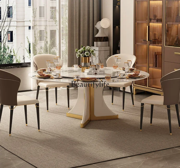 06Imported rock slab round dining table modern simple light luxury high-end bright rotating home
06Imported rock slab round dining table modern simple light luxury high-end bright rotating home