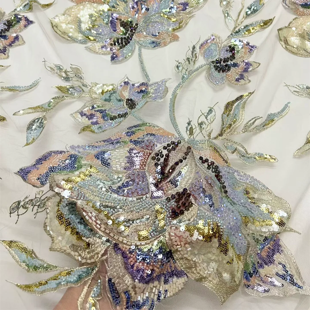 Luxury Floral Embroidery Sequins Beads Lace Fabric High-end Tulle Mesh African Nigerian for Sewing Banquet Women‘s Dress
Luxury Floral Embroidery Sequins Beads Lace Fabric High-end Tulle Mesh African Nigerian for Sewing Banquet Women‘s Dress