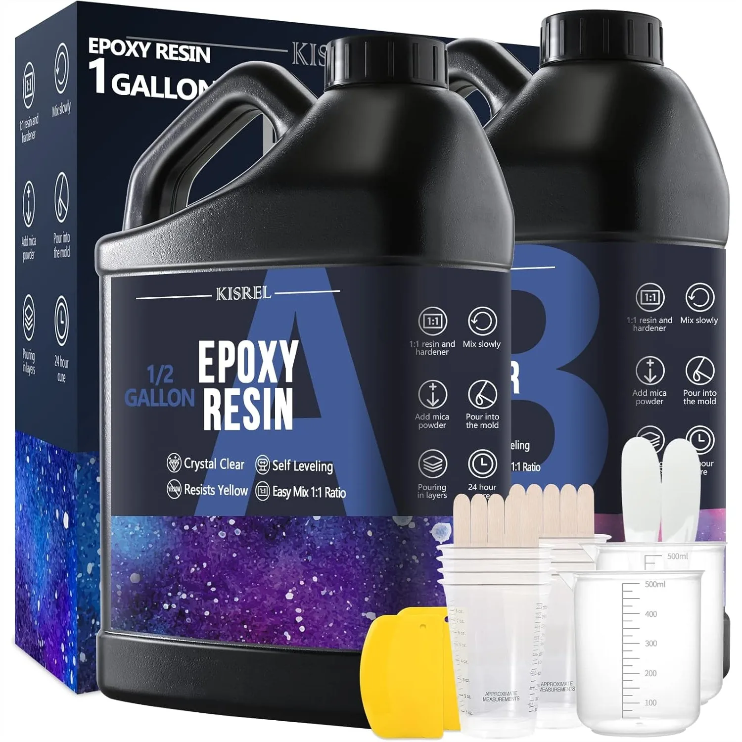 Crystal Clear Epoxy Resin Kit for Art Crafts, Jewelry Making, Wood & Molds, 1 Gallon
Crystal Clear Epoxy Resin Kit for Art Crafts, Jewelry Making, Wood & Molds, 1 Gallon