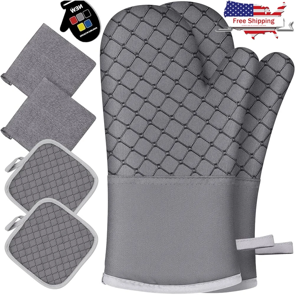 6 Pcs Heat Resistant Oven Mitts Gloves Non Slip Pot Holders Soft Cotton Kitchen Towels Cooking Bakeware Set 500F
6 Pcs Heat Resistant Oven Mitts Gloves Non Slip Pot Holders Soft Cotton Kitchen Towels Cooking Bakeware Set 500F