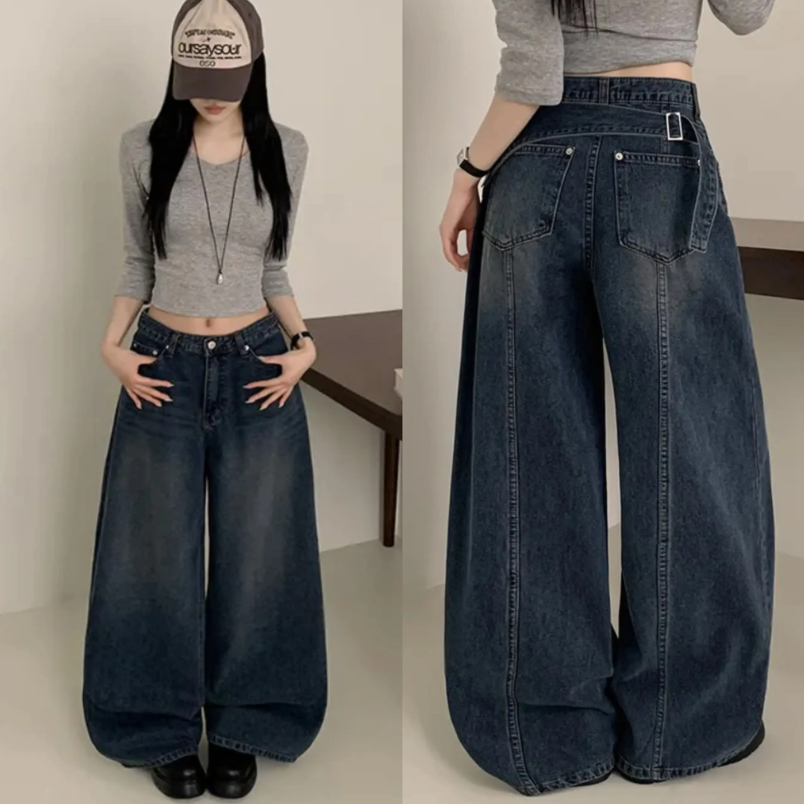 Spring 2026 Chic Retro High Waist Wide Leg Denim Jeans Women's Long Pants Back Tie Balloon Cuff Versatile Casual Cotton Jeans
Spring 2026 Chic Retro High Waist Wide Leg Denim Jeans Women's Long Pants Back Tie Balloon Cuff Versatile Casual Cotton Jeans