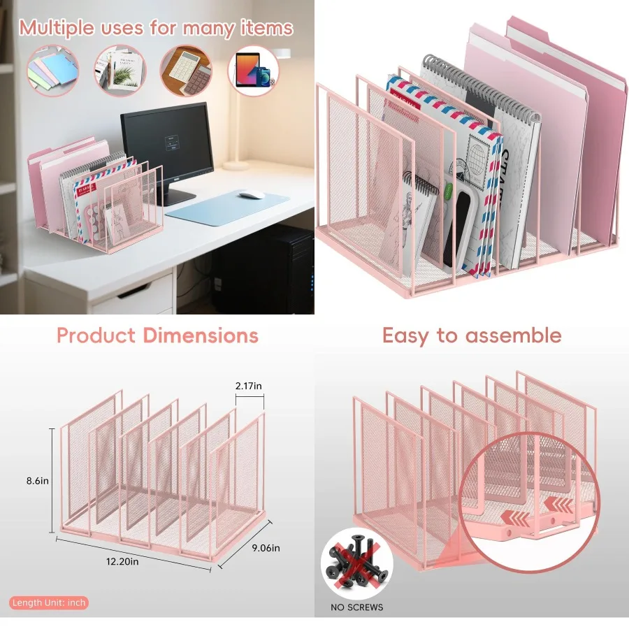 5-Section Vertical File Sorter with Standing Metal Paper Holder Organizer for Office Home and Classroom Desk Storage Solutions
5-Section Vertical File Sorter with Standing Metal Paper Holder Organizer for Office Home and Classroom Desk Storage Solutions