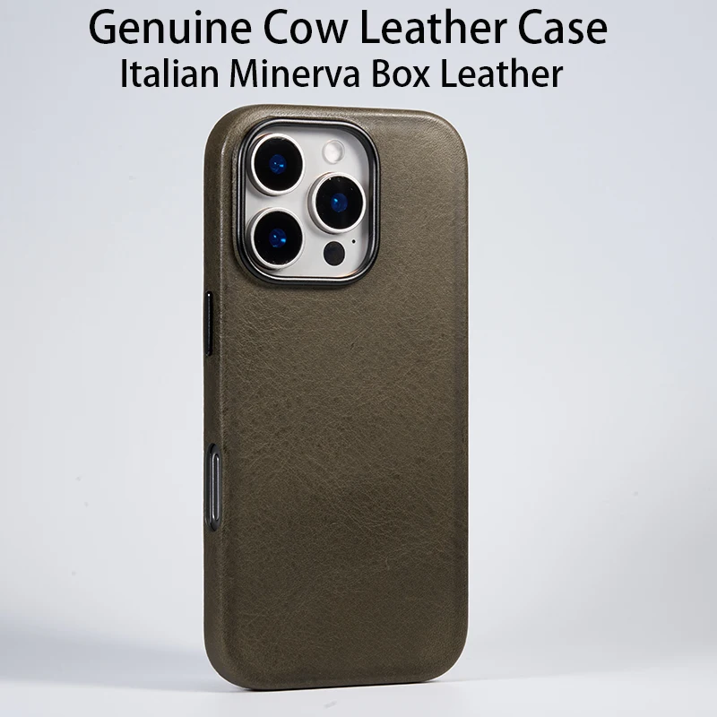 Genuine Cow Leather Case for iPhone 16 Pro Max Cow Leather iPhone 16 Pro Cover Strong Magnetic Green Italian Minerva Box
Genuine Cow Leather Case for iPhone 16 Pro Max Cow Leather iPhone 16 Pro Cover Strong Magnetic Green Italian Minerva Box