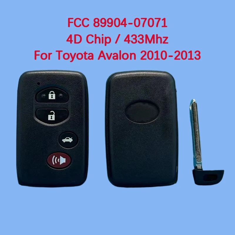 CN007222 Aftermarket 4 Button Smart Key Fob 433MHz FCC 89904-07071 4D Chip For Toyota Avalon 2010-2013
CN007222 Aftermarket 4 Button Smart Key Fob 433MHz FCC 89904-07071 4D Chip For Toyota Avalon 2010-2013