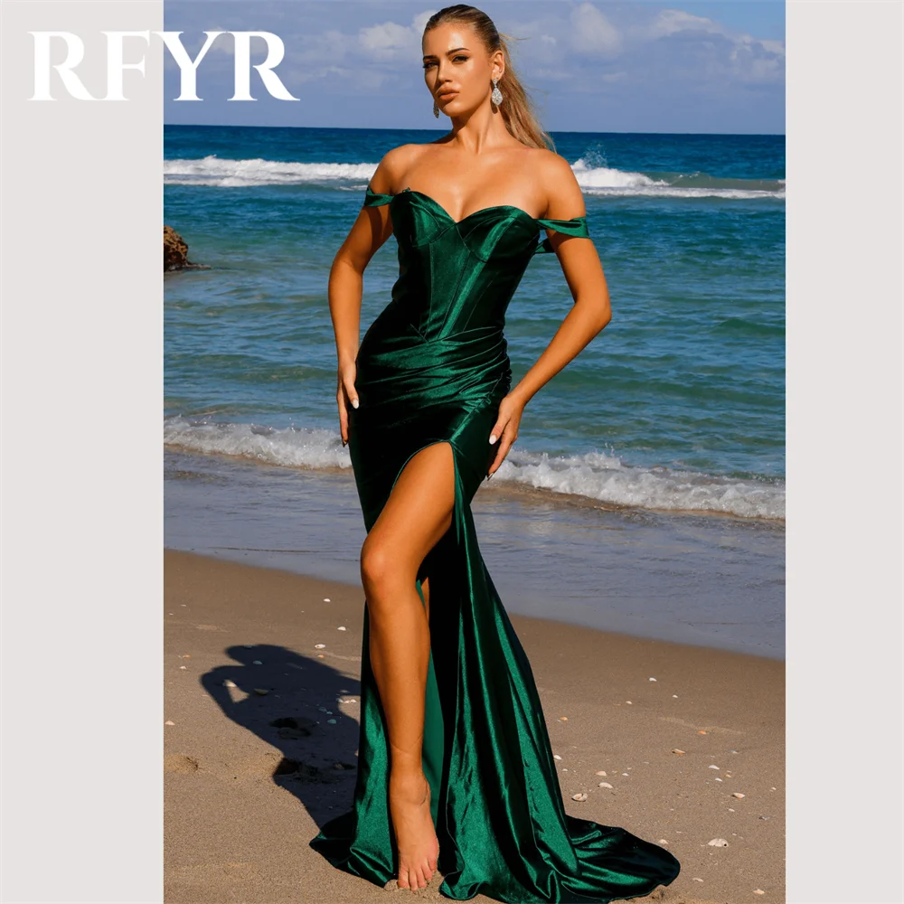RFYR Green Evening Dresses for Party Satin Off the Shoulder Pleats Long Mermaid Prom Gowns Split Celebrity Dresses Customized
RFYR Green Evening Dresses for Party Satin Off the Shoulder Pleats Long Mermaid Prom Gowns Split Celebrity Dresses Customized