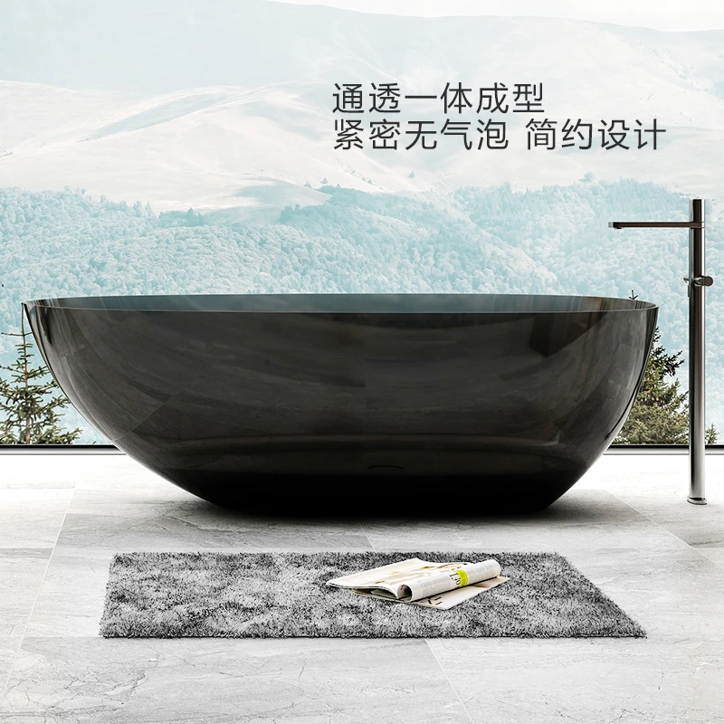 Transparent bathtub Color crystal resin Internet celebrity Thin edge independent goose egg shaped hotel Artificial stone bathtub
Transparent bathtub Color crystal resin Internet celebrity Thin edge independent goose egg shaped hotel Artificial stone bathtub