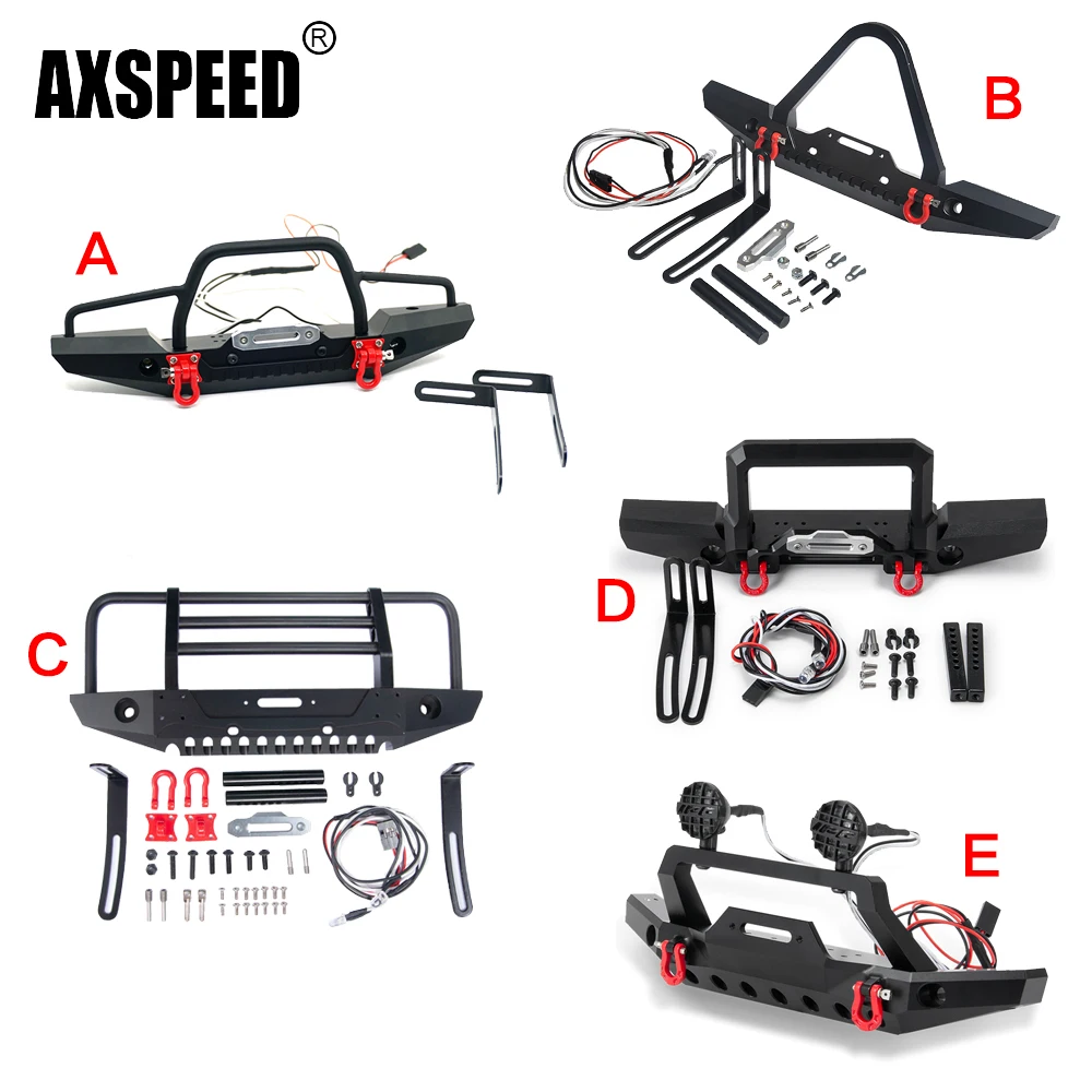 AXSPEED Aluminum Alloy Front Bumper Anti Collision with Led Lights & Tow Hook for TRX-4 1/10 RC Crawler Car Upgrade Parts
AXSPEED Aluminum Alloy Front Bumper Anti Collision with Led Lights & Tow Hook for TRX-4 1/10 RC Crawler Car Upgrade Parts
