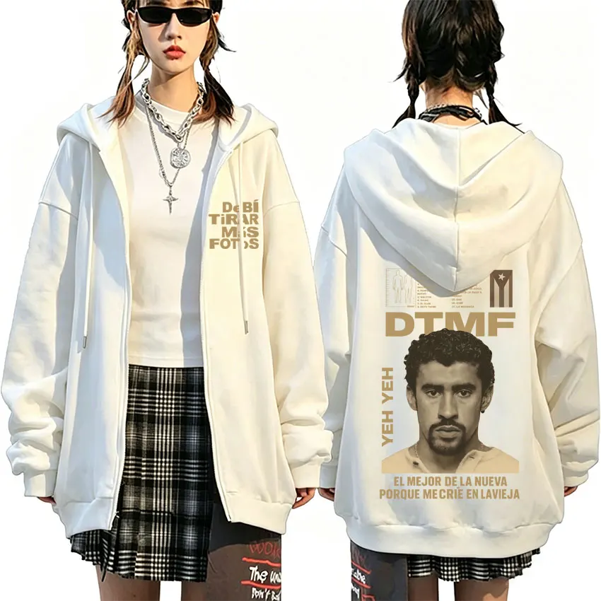 Hot Sale Rapper Bad Bunny Zipper Hoodie Debi Tirar Mas Fotos DTMF World Tour Zip Up Hoodies Men's Women Hip Hop Oversized Jacket
Hot Sale Rapper Bad Bunny Zipper Hoodie Debi Tirar Mas Fotos DTMF World Tour Zip Up Hoodies Men's Women Hip Hop Oversized Jacket