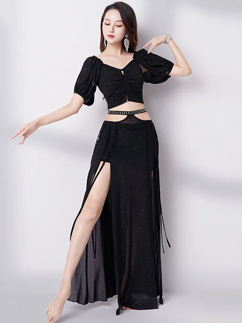Women Belly Dance Wear Professional Suit Female Mesh Short Sleeves Top Split Long Skirt 2pcs Girl Oriental Belly Dancing Costume
Women Belly Dance Wear Professional Suit Female Mesh Short Sleeves Top Split Long Skirt 2pcs Girl Oriental Belly Dancing Costume