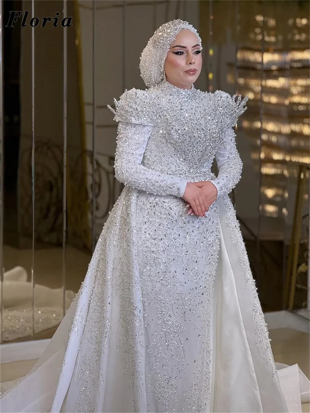 Muslim White Beaded Evening Dresses Overskirt Crystals Prom Dress For Women Wedding Party Gowns Vestidos De Cóctel Customized
Muslim White Beaded Evening Dresses Overskirt Crystals Prom Dress For Women Wedding Party Gowns Vestidos De Cóctel Customized
