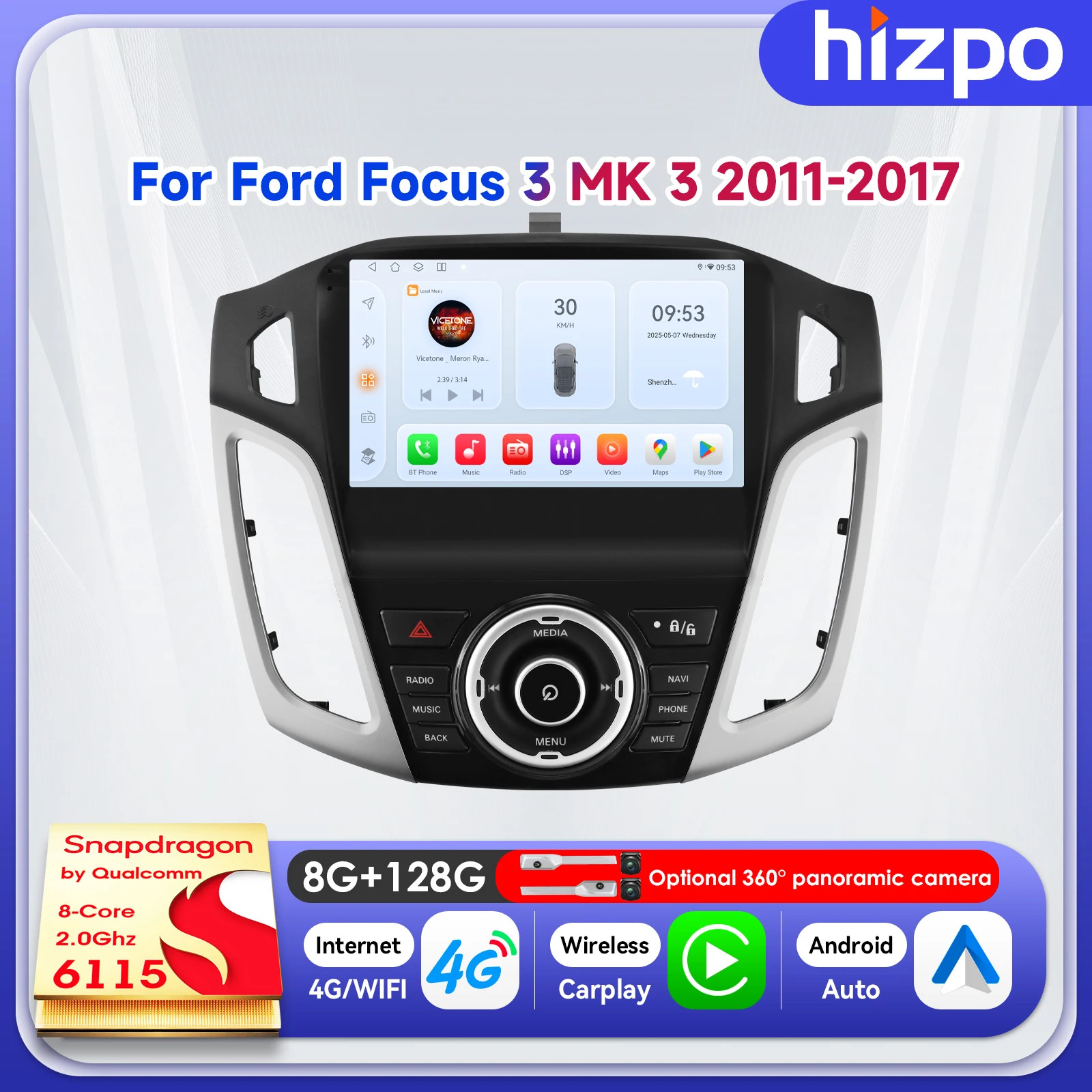 Hizpo 9" Head Unit Multimedia Player by Snapdragon For Ford Focus 3 MK3 2012- 2018 Wireless CarPlay Android Auto 8-Core AI Voice
Hizpo 9" Head Unit Multimedia Player by Snapdragon For Ford Focus 3 MK3 2012- 2018 Wireless CarPlay Android Auto 8-Core AI Voice