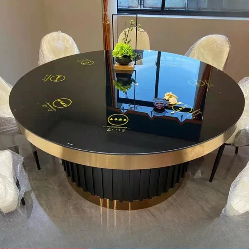 Slate hot pot table, induction cooker, integrated marble electric round table, family dining table, hidden one person
Slate hot pot table, induction cooker, integrated marble electric round table, family dining table, hidden one person