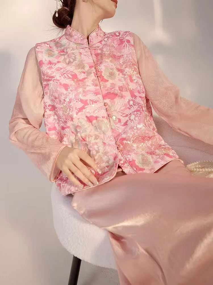 Hanfu style silk new Chinese style vest complex craft comfortable jacquard embroidery craft vest women's hanfu vest
Hanfu style silk new Chinese style vest complex craft comfortable jacquard embroidery craft vest women's hanfu vest