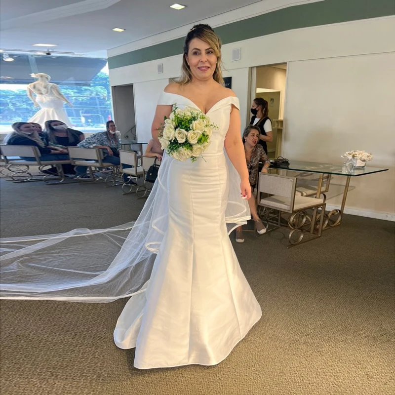 Boho New Style Vestidos Off The Shoulder Mermaid Wedding Dresses Satin Long Gowns With Sweep Train Robe De Mariée
Boho New Style Vestidos Off The Shoulder Mermaid Wedding Dresses Satin Long Gowns With Sweep Train Robe De Mariée