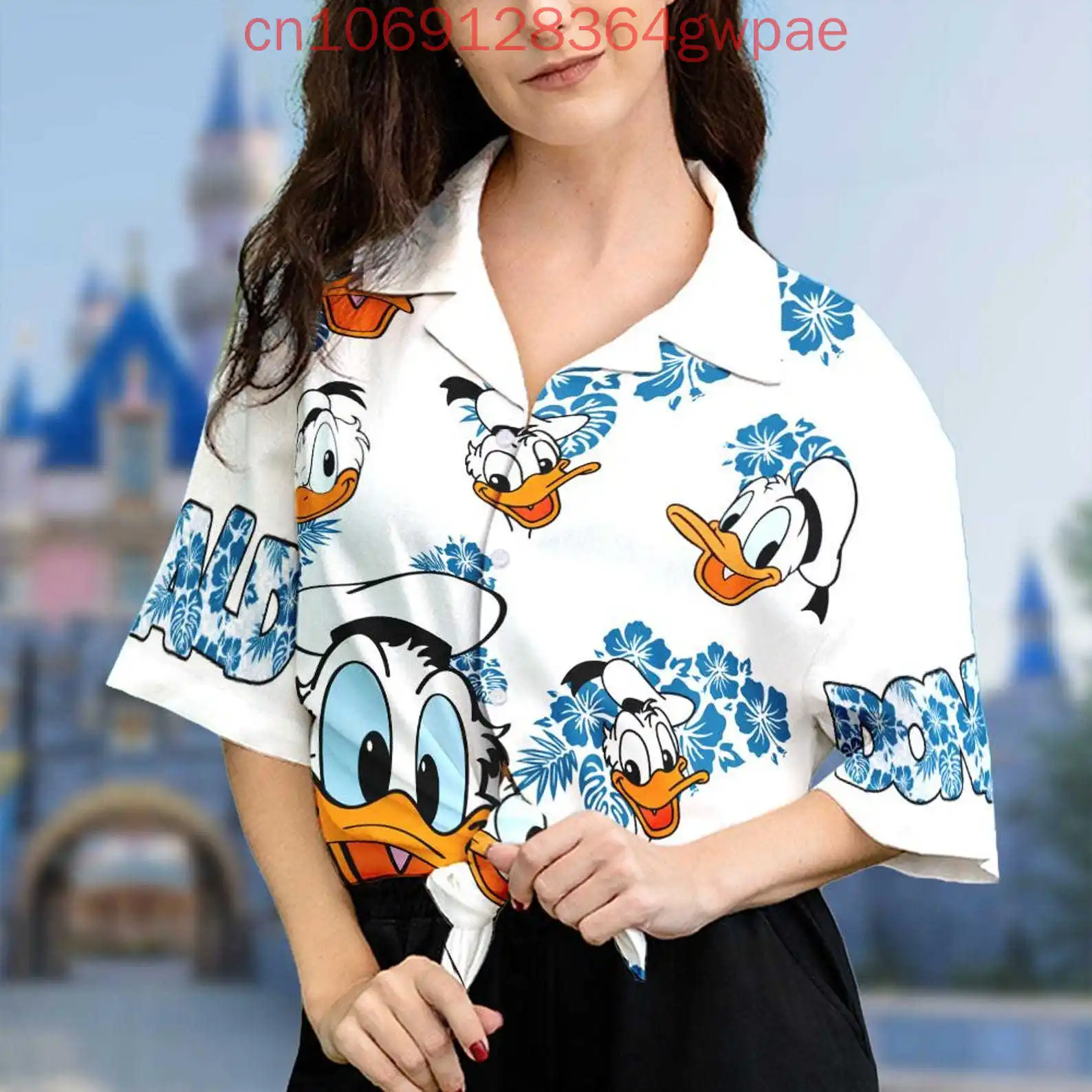 Женская рубашка с цветочным принтом Disney Donald Duck, гавайская рубашка на пуговицах, летняя повседневная женская рубашка с коротким рукавом, пляжные рубашки для отдыха
Женская рубашка с цветочным принтом Disney Donald Duck, гавайская рубашка на пуговицах, летняя повседневная женская рубашка с коротким рукавом, пляжные рубашки для отдыха