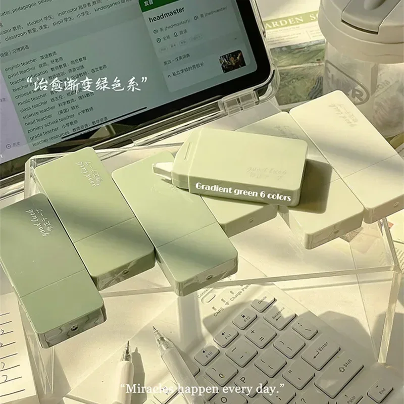 6pcs/set Green Color Series Correction Tape Ins Korean Creative Gradient Solid Color Correction Tape School Stationery Student
6pcs/set Green Color Series Correction Tape Ins Korean Creative Gradient Solid Color Correction Tape School Stationery Student