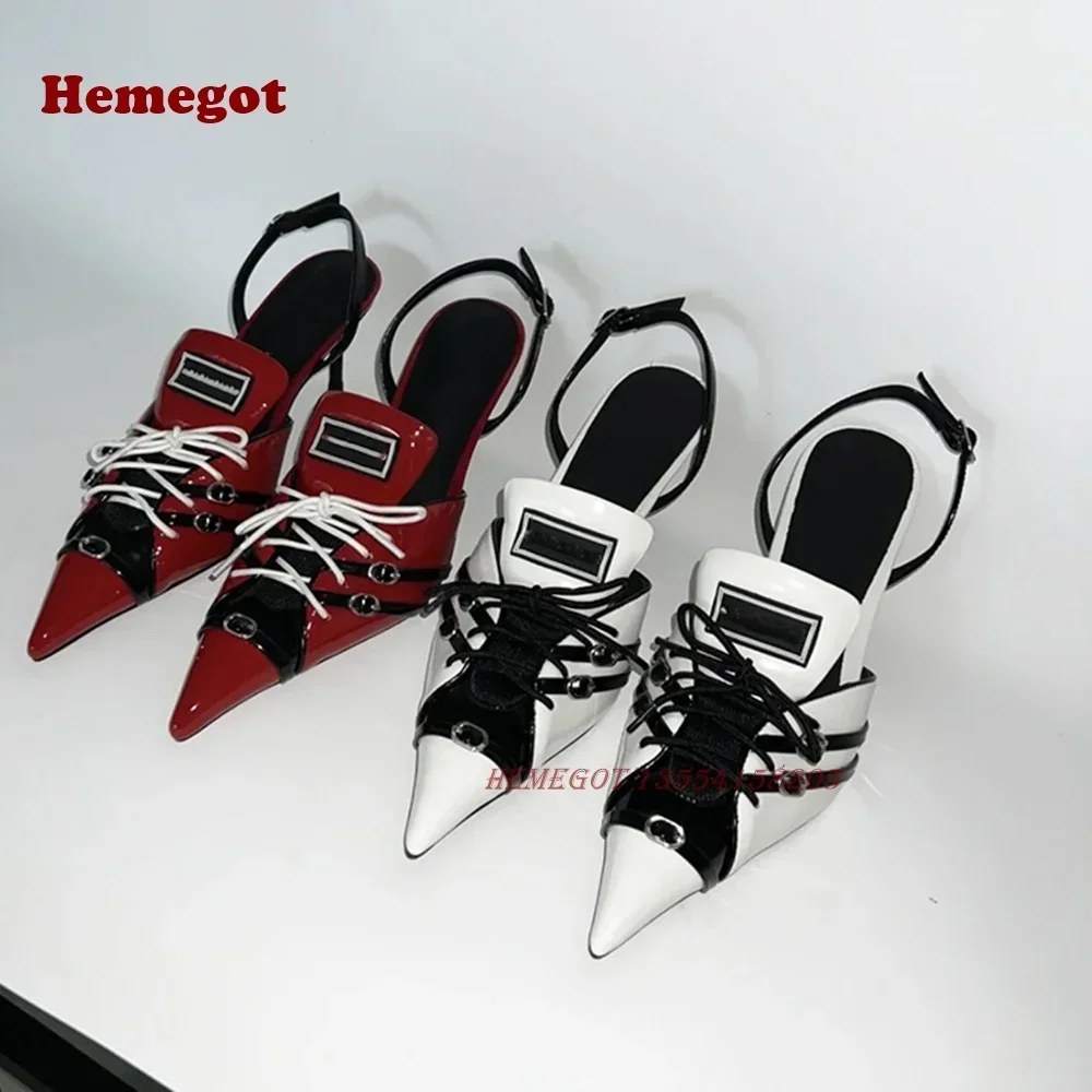 Pointed Toe Thin Heel Buckle Women's Sandals Red White Lace-Up Slingback Pumps 2026 Patchwork Mixed Color Party Shoes Luxury
Pointed Toe Thin Heel Buckle Women's Sandals Red White Lace-Up Slingback Pumps 2026 Patchwork Mixed Color Party Shoes Luxury
