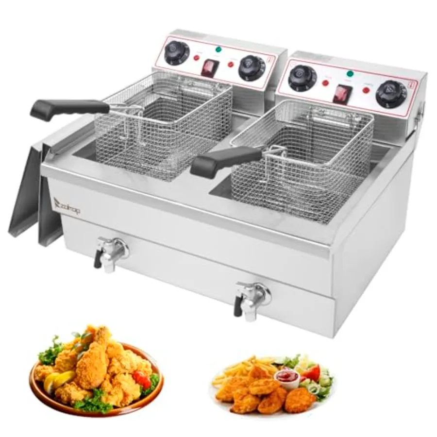 25QT 23.6L Commercial Deep Fryer with Basket and Lid 3400W Electric Fryer Adjustable Temperature Timer Stainless Steel Countert
25QT 23.6L Commercial Deep Fryer with Basket and Lid 3400W Electric Fryer Adjustable Temperature Timer Stainless Steel Countert