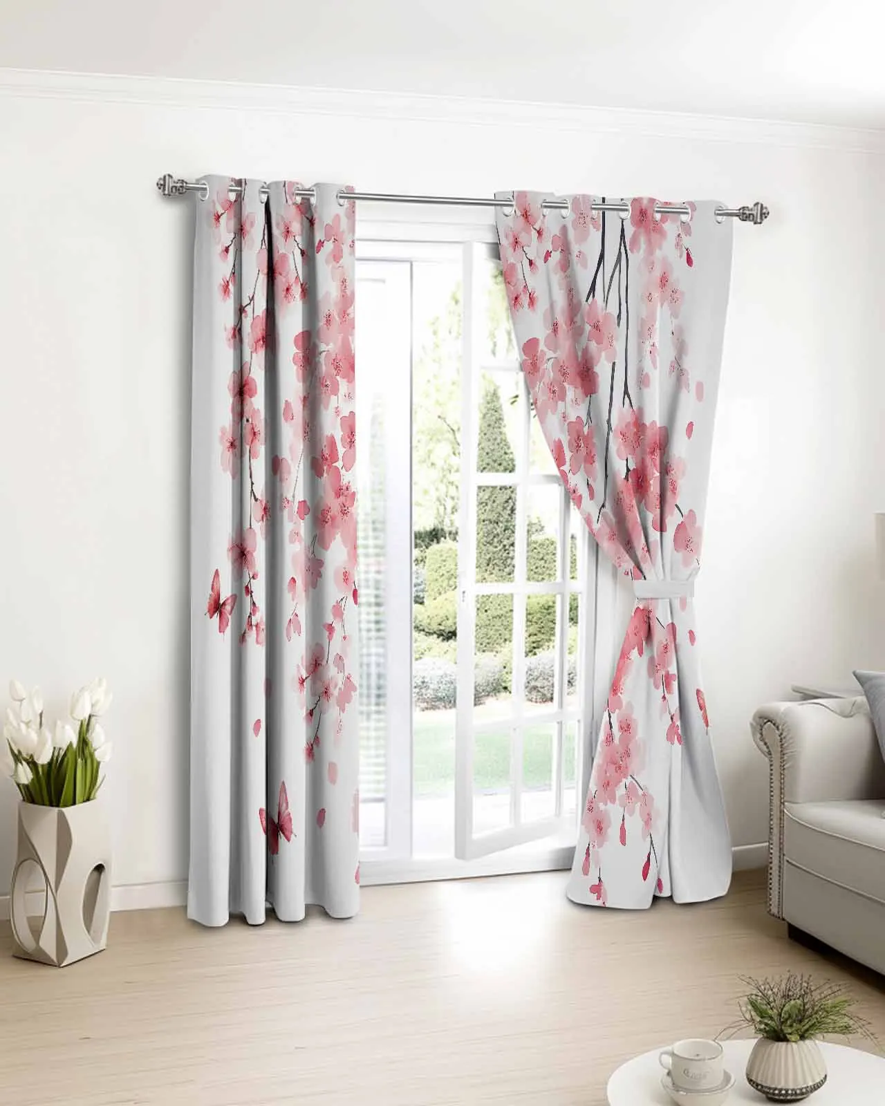 Pink Peach Blossoms Flowers Branches Butterflies Window Curtain Bedroom Decor Curtain Panel Curtains for Living Room
Pink Peach Blossoms Flowers Branches Butterflies Window Curtain Bedroom Decor Curtain Panel Curtains for Living Room
